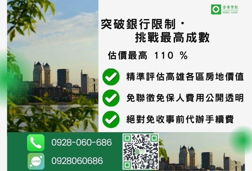 高雄民間貸款成數最高-合庫貸款不看個人信用評分，高雄房屋土地價值高估。