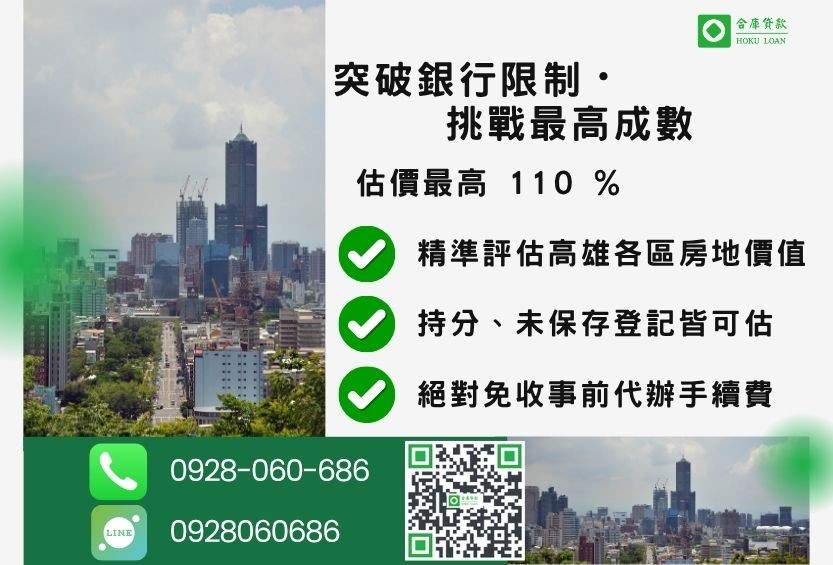 高雄民間貸款成數最高-合庫貸款不看個人信用評分,高雄房屋土地價值高估。