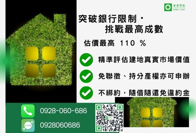 建地貸款成數最高-合庫貸款不看個人信用評分，建地價值高估最高110%。