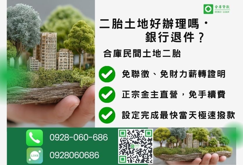 民間土地二胎貸款推薦-合庫貸款金主直營，針對銀行退件地主提供極速合法民間借款方案。