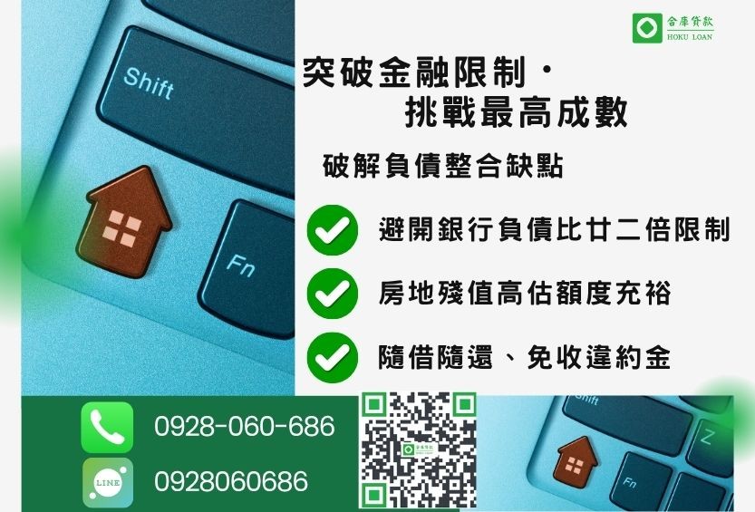 負債整合缺點額度最高-合庫貸款不看個人信用評分，房地價值高估最高110%。