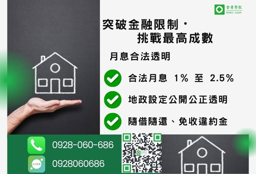 民間貸款利率額度最高-合庫貸款不看個人信用評分,房地價值高估最高110%。