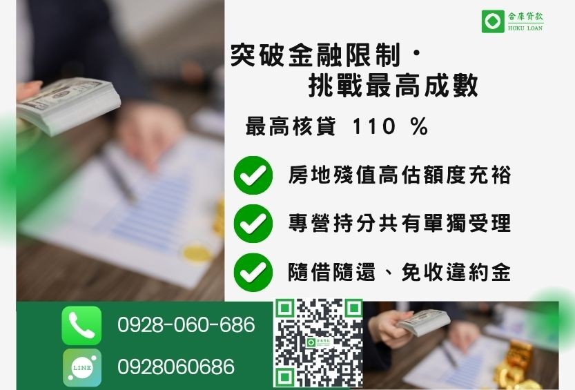 私人小額借款額度成數最高-合庫貸款不看個人信用評分,房地價值高估最高110%。