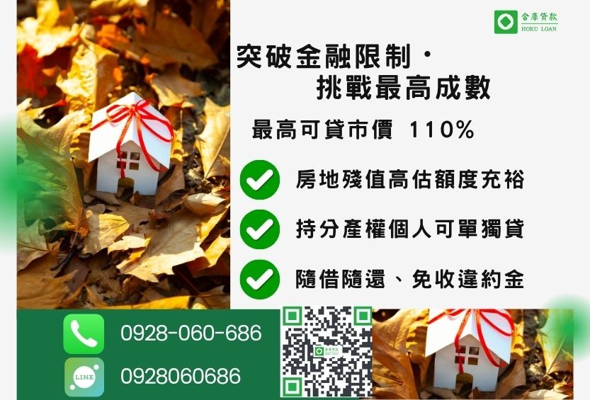 房屋民間二胎額度最高-合庫貸款不看個人信用評分，房地價值高估最高110%。