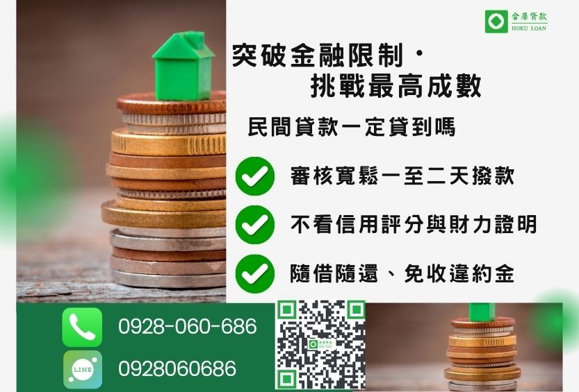民間貸款一定可以貸到嗎額度最高-合庫貸款不看個人信用評分，房地價值高估最高110%。