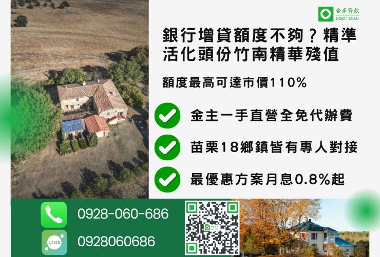 苗栗二胎推薦合庫貸款苗栗房屋二胎管道比較成數最高