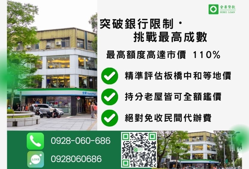 新北貸款成數最高-合庫貸款不看個人信用評分，新北房屋土地價值高估。