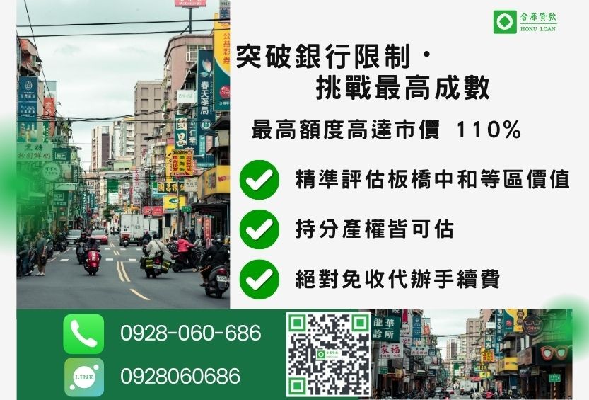 新北新北二胎貸款成數最高-合庫貸款不看個人信用評分，新北房屋土地價值高估。