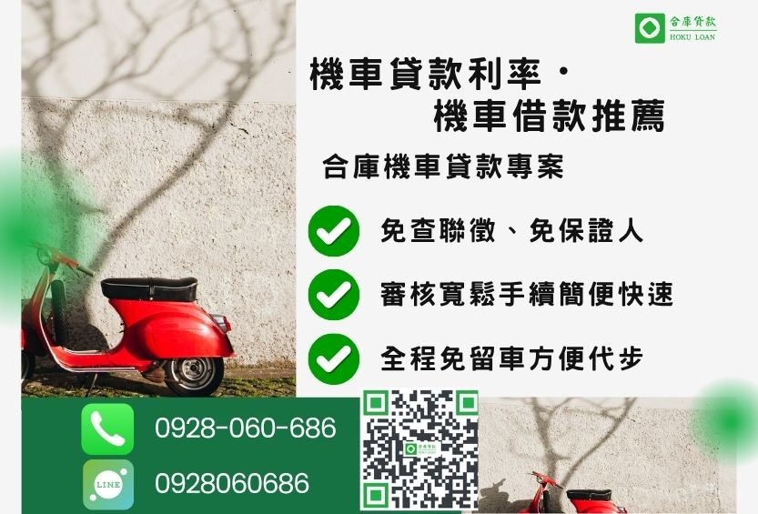 機車貸款利率推薦-合庫貸款金主直營，針對銀行退件客戶提供極速合法民間借款方案。