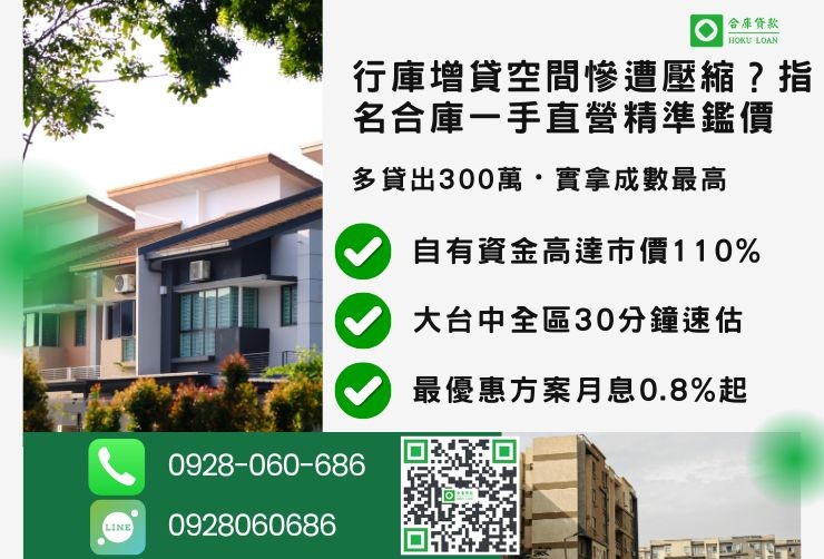 台中二胎額度試算推薦合庫貸款台中房屋二胎成數最高