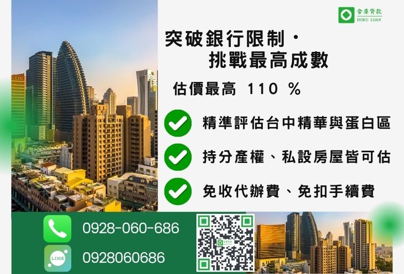 台中房屋貸款成數最高-合庫貸款不看個人信用評分，台中房屋土地價值高估。