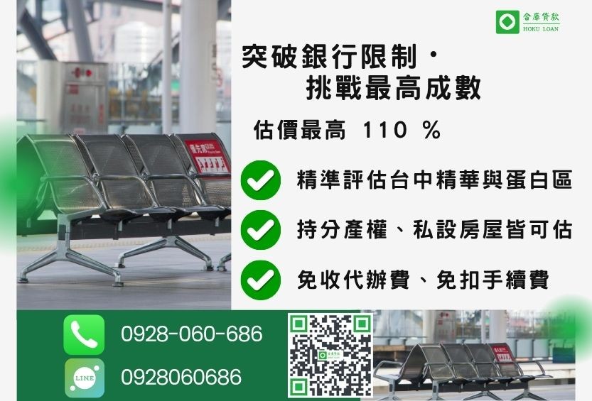 台中房屋貸款成數最高-合庫貸款不看個人信用評分，台中房屋土地價值高估。