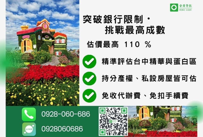 台中房地借錢成數最高-合庫貸款不看個人信用評分，台中房屋土地價值高估。