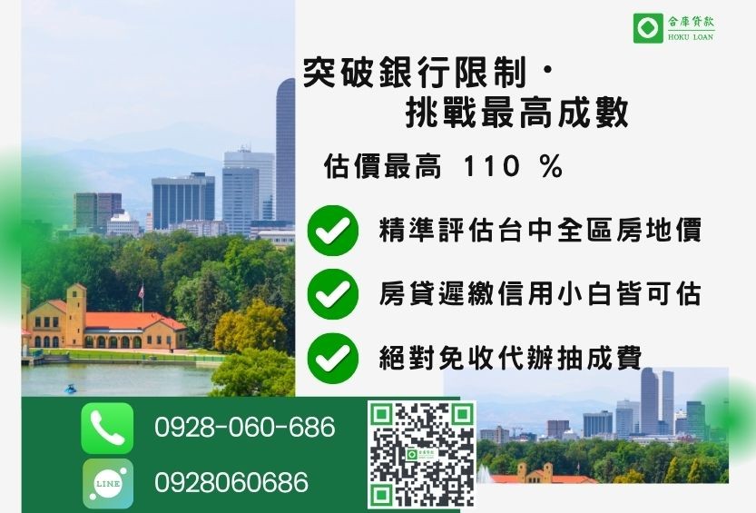 台中房屋借款成數最高-合庫貸款不看個人信用評分，不動產價值高估最高可達110%。