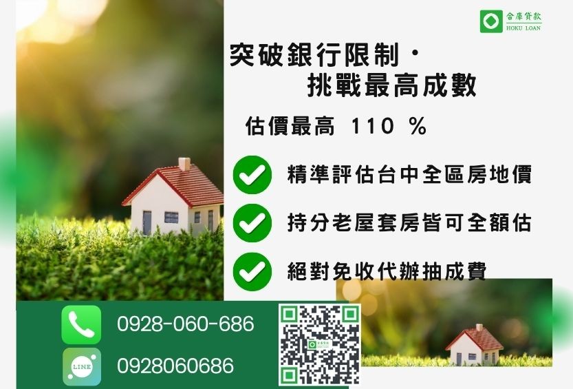 土地一二胎貸款注意事項-合庫貸款不看個人信用評分，不動產價值高估最高可達110%。