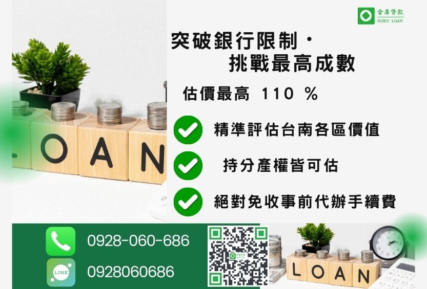 台南房屋貸款成數最高-合庫貸款不看個人信用評分，台南房屋土地價值高估。