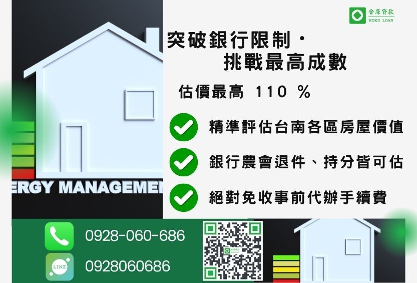 台南房屋貸款成數最高-合庫貸款不看個人信用評分,台南房屋土地價值高估。