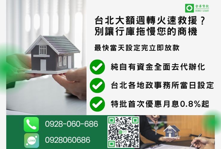 台北房屋二胎推薦合庫貸款台北民間二胎當日設定