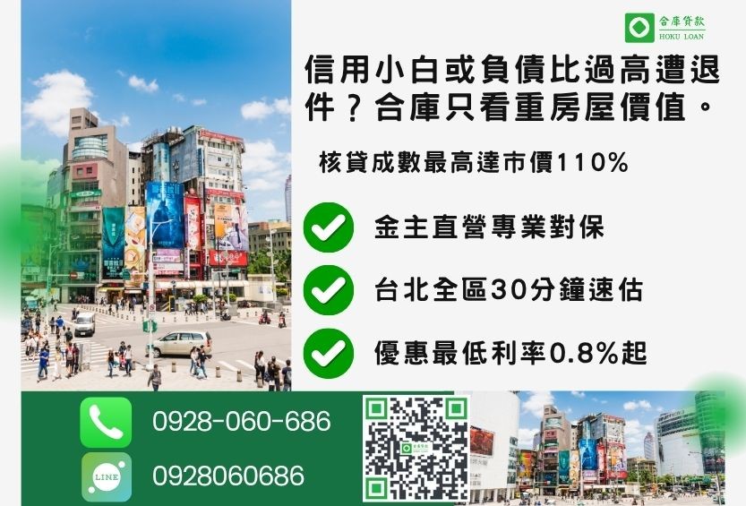 台北二胎推薦合庫貸款台北房屋二胎借貸成數最高方案