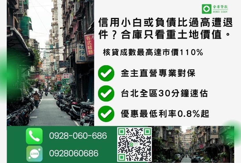 台北二胎推薦合庫貸款台北房屋二胎借貸成數最高方案