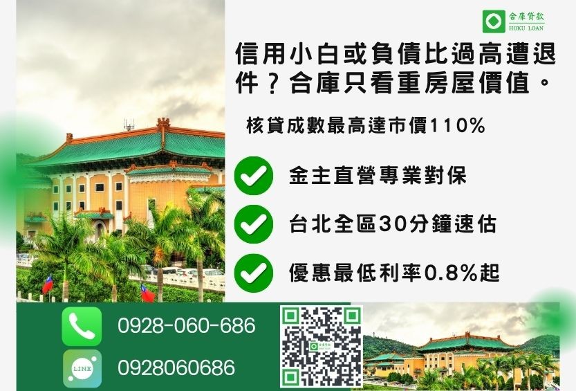 台北二胎推薦合庫貸款台北房屋二胎融資成數最高專案