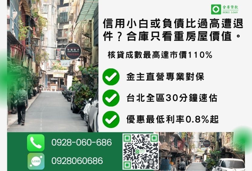 台北二胎推薦合庫貸款台北房屋貸款成數最高方案