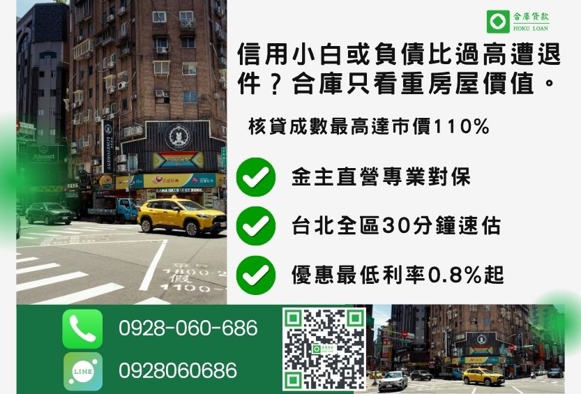 台北房屋二胎借款推薦合庫貸款台北二胎成數最高方案