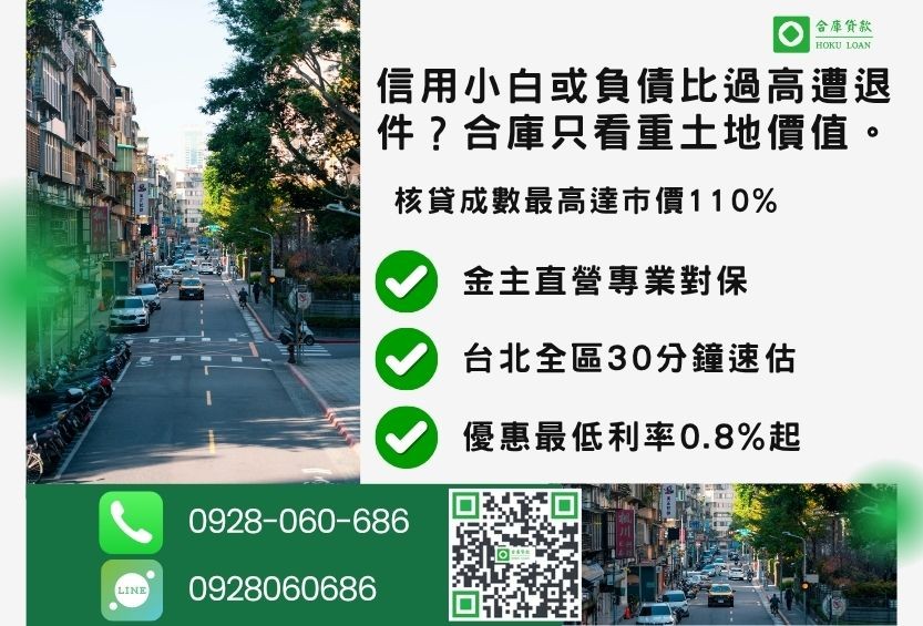 台北二胎推薦合庫貸款台北房屋二胎借貸成數最高方案