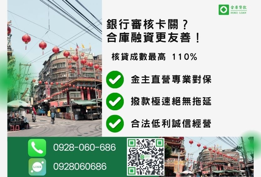 台北房屋融資推薦，合庫貸款提供民間高成數方案，彈性解決銀行婉拒案件。
