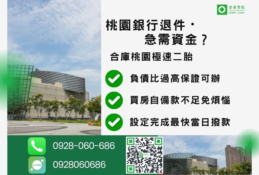 桃園桃園買房頭期款推薦-合庫貸款金主直營，針對桃園銀行退件屋主提供極速二胎方案。