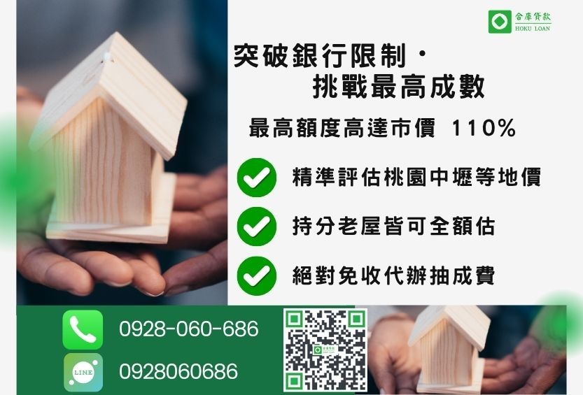桃園房屋貸款成數最高-合庫貸款不看個人信用評分，桃園房屋價值高估。