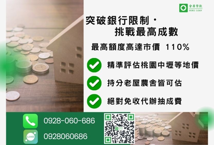 桃園房屋貸款成數最高-合庫貸款不看個人信用評分，桃園房屋價值高估。