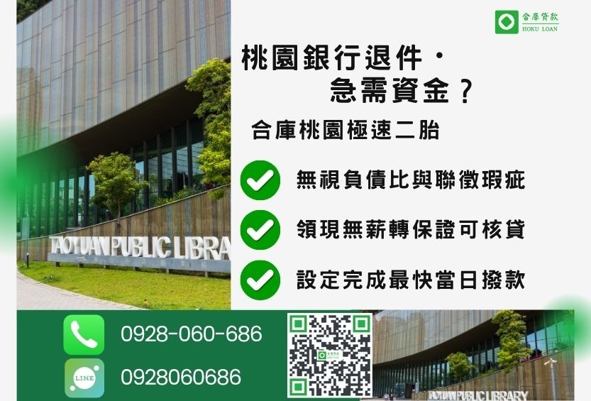 桃園桃園二胎貸款推薦-合庫貸款金主直營，針對桃園銀行退件屋主提供極速二胎方案。