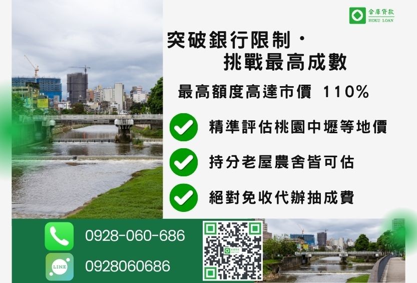 桃園桃園二胎借款成數最高-合庫貸款不看個人信用評分，桃園房屋土地價值高估。