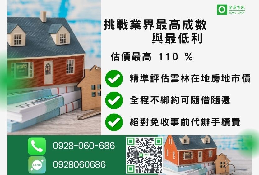 雲林土地借款最高成數-合庫貸款不看個人信用評分，土地價值高估最高可達110%。