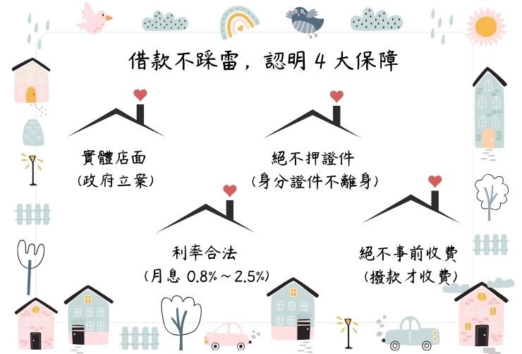 南投合法二胎挑選指南 挑選南投合法民間二胎的 4 大重點:實體店面、利率合法、不押證件、不事前收費。