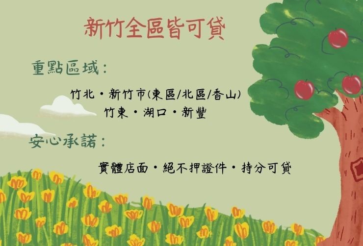 新竹縣市地圖，標示竹北、東區、香山、竹東皆可辦理二胎房貸。